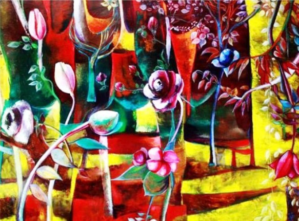 Marine Zuloyan, Paintings - Flowers, OCTOBER GARDEN