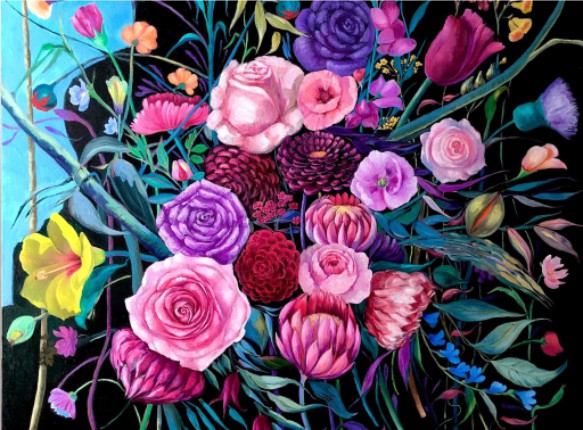 Marine Zuloyan, Paintings - Flowers, PURPLE PASSION II