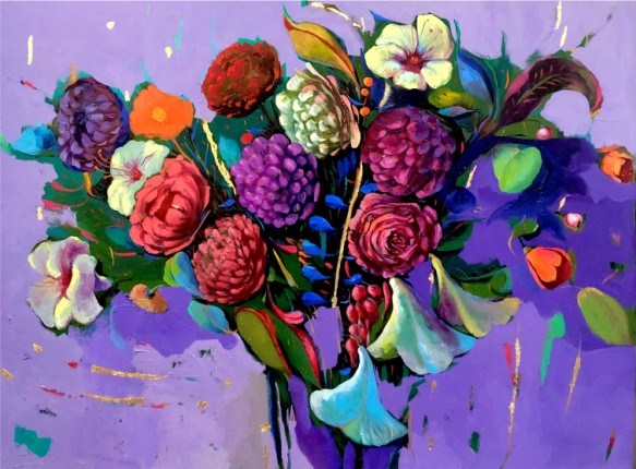 Marine Zuloyan, Paintings - Flowers, PURPLE HUE