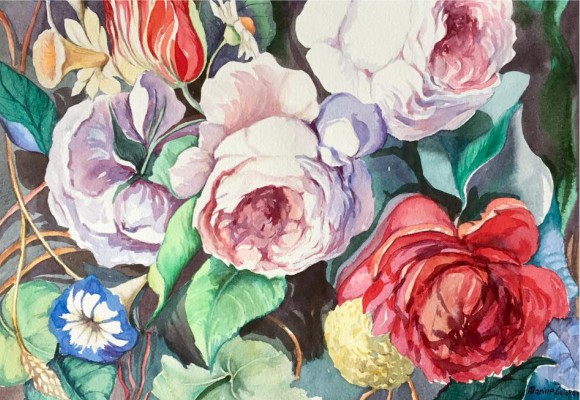 Marine Zuloyan, Watercolor, ROSES