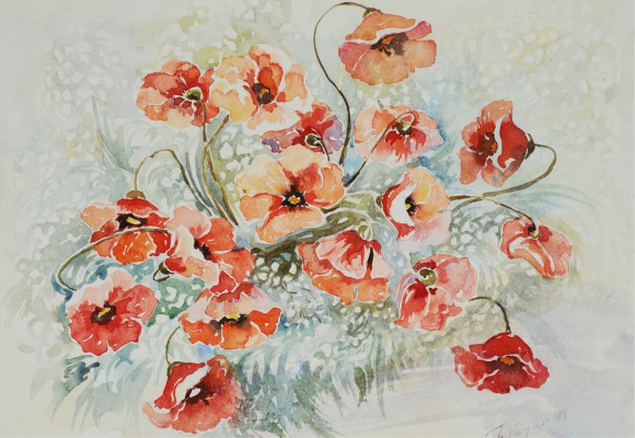 Mariné Zuloyan, Aquarelles, COQUELICOTS