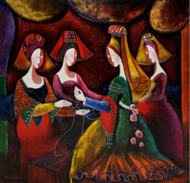 Marine Zuloyan, Paintings - Women, MAKING JEWELS