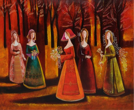 Mariné Zuloyan, Peintures - Les Femmes, LA PROMENADE DE L'AUTOMNE