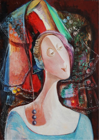 Mariné Zuloyan, Peintures - Les Femmes, LA DAME EN BLEU