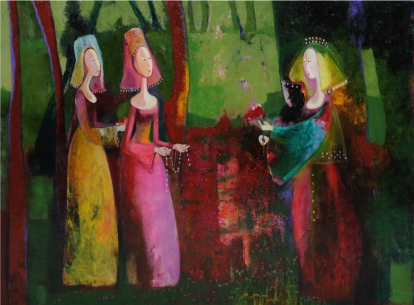 Mariné Zuloyan, Peintures - Les Femmes, MARIÉE AVEC DES BONNES