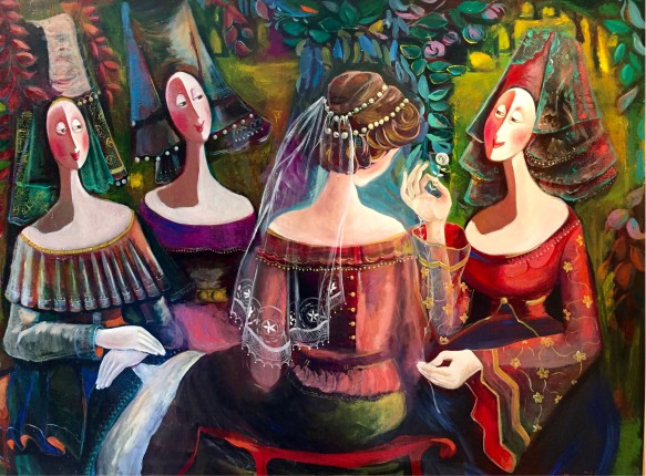 Mariné Zuloyan, Peintures - Les Femmes, MARIÉE AVEC DES BONNES 2